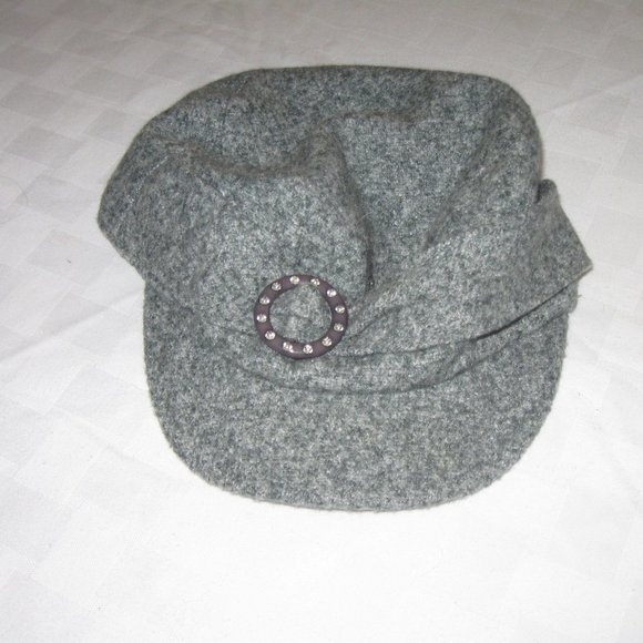 D&Y Newsboy Hat Broach Rhinestone Ring Gray - Picture 3 of 5